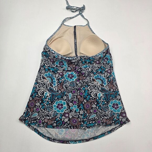 Merona Womens Halter Style Floral Tankini Swim Top w/Tie Back Neck Size L Beach - Picture 7 of 12